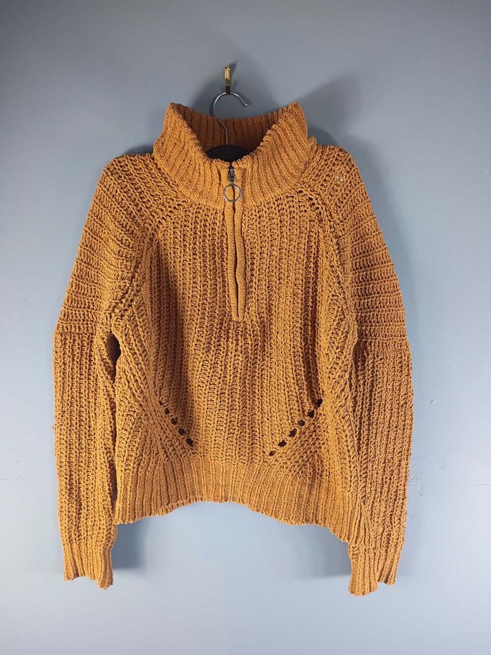 LBLC The Label Jules Chunky Knit Half-Zip Sweater in Rust